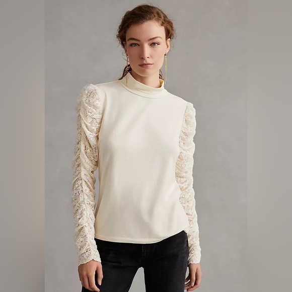 Anthropologie Tops - ✨ Anthropologie Ruched-Sleeve Blouse Sz SP